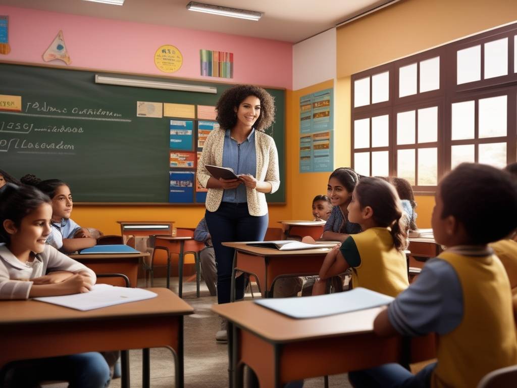 Aula en Uruguay: Maestro y estudiantes comprometidos