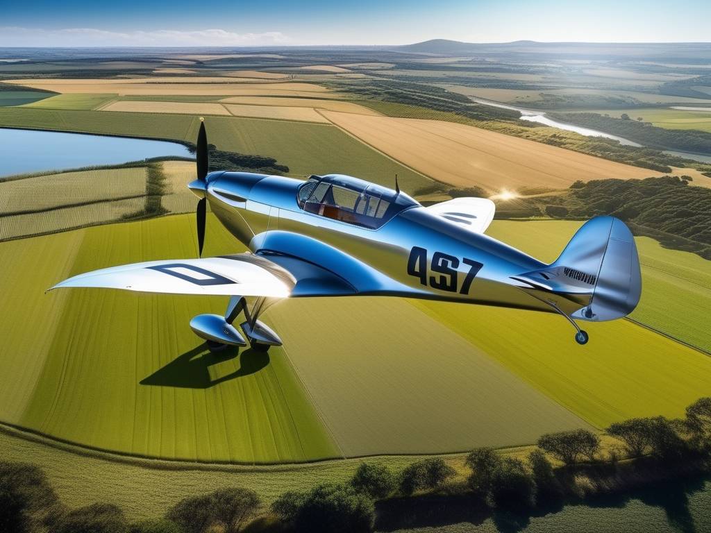 Avión histórico en paisaje uruguayo, reflejo del prestigio y ganancias de los pilotos aéreos en Uruguay