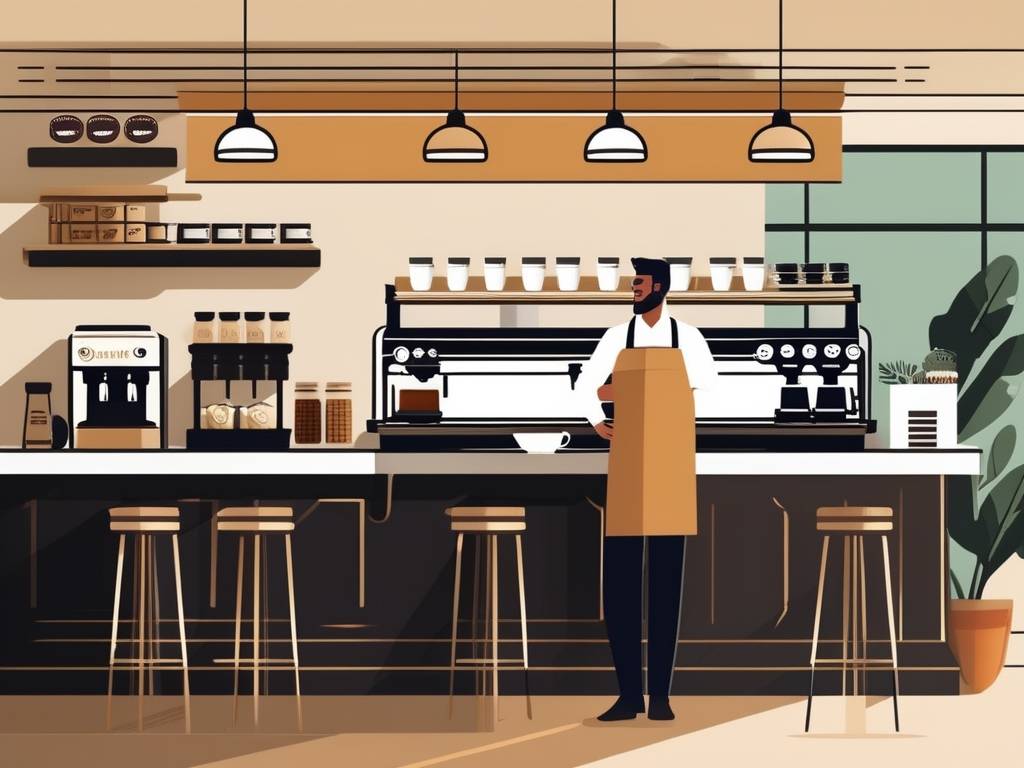 Barista en Uruguay: Café, latte art y ambiente vibrante con clientes disfrutando de su café