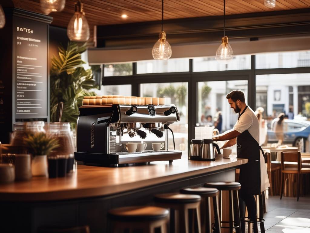 Barista experto en Uruguay: café, latte art, clientes y ambiente vibrante