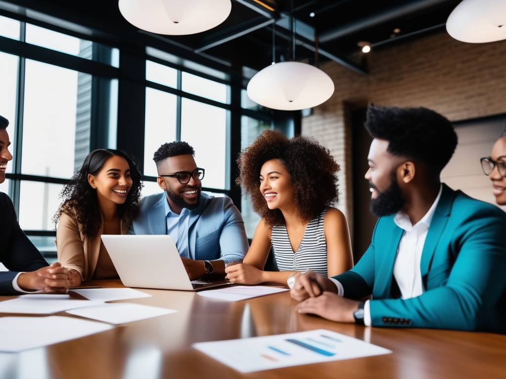 Jovenes emprendedores colaborando en financiamiento para estudiantes (110 caracteres)