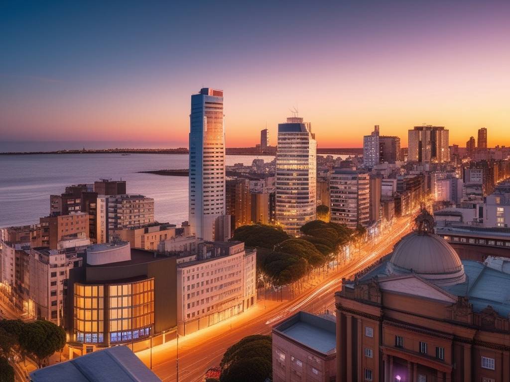 Panorama de Montevideo al atardecer: ¡Descubre el salario de un ingeniero en Uruguay!