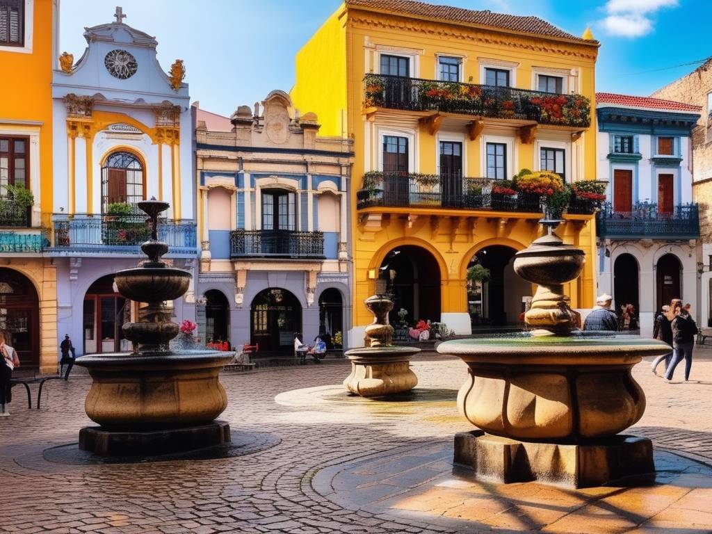 Plaza pintoresca en el interior de Uruguay - Vida estudiantil y actividades en el interior